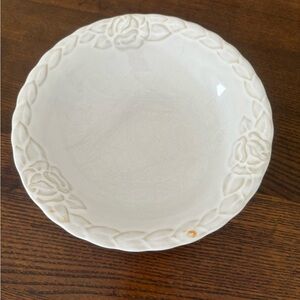 Dior White Embossed Floral Dinner Plate
